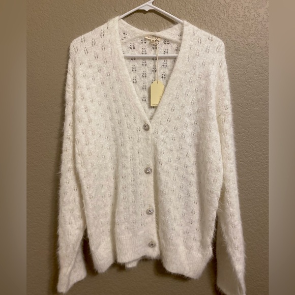 Jodifl White Cardigan Size Medium NWT - Picture 1 of 11